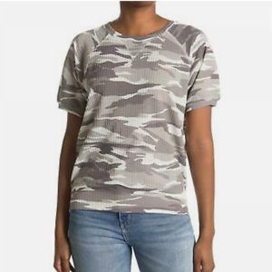 Sweet Romeo Plus Size Thermal Puff Sleeve Camo T-Shirt Size Medium